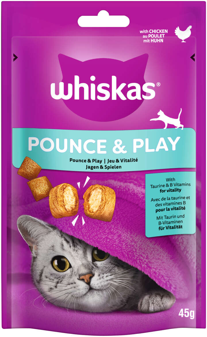 whiskas Pounce & Play Katzenleckerlis mit Huhn